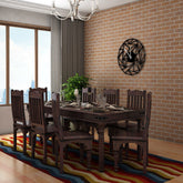 Ajmer Solid Sheesham Wood 8 Seater Dining Set (Without Cushion, Walnut Finish)